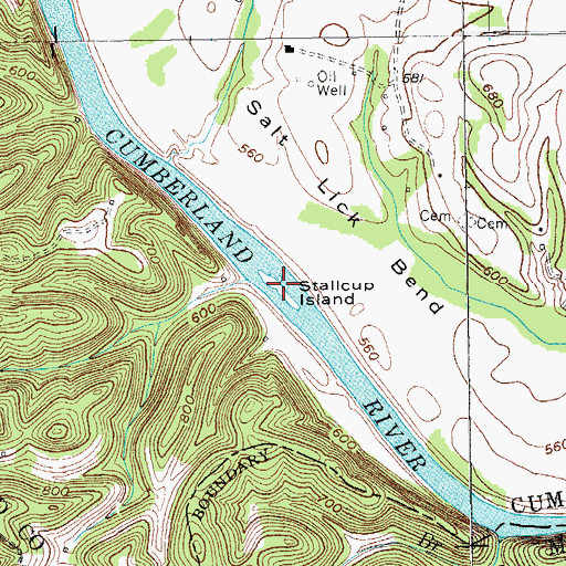 Topographic Map of Stallcup Island, KY