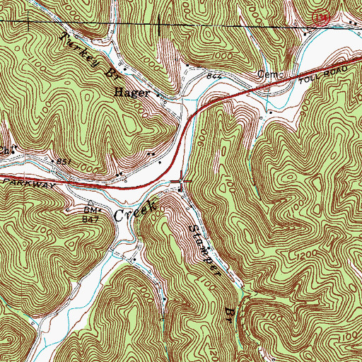 Topographic Map of Stamper Branch, KY