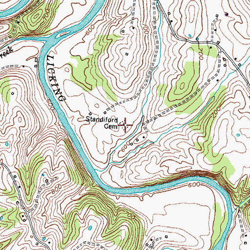Topographic Map of Standiford Cemetery, KY