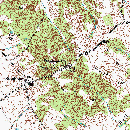 Topographic Map of Stanhope Church, KY