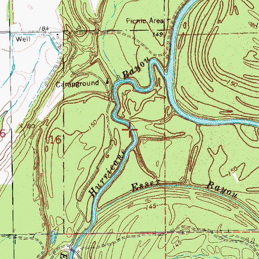 Topographic Map of Hurricane Bayou, AR