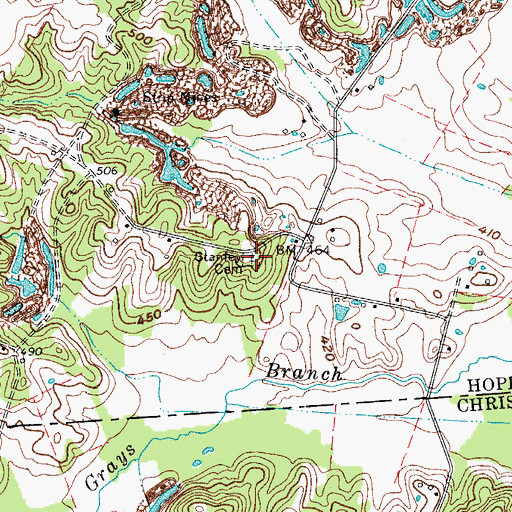 Topographic Map of Stanley Cemetery, KY