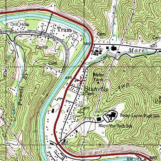 Topographic Map of Stanville, KY