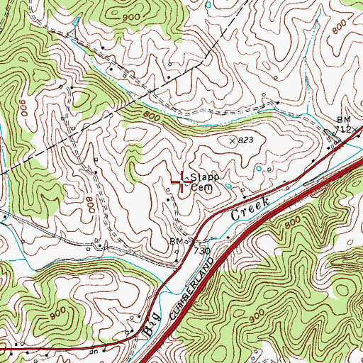 Topographic Map of Stapp Cemetery, KY