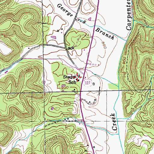 Topographic Map of Stapp School, KY