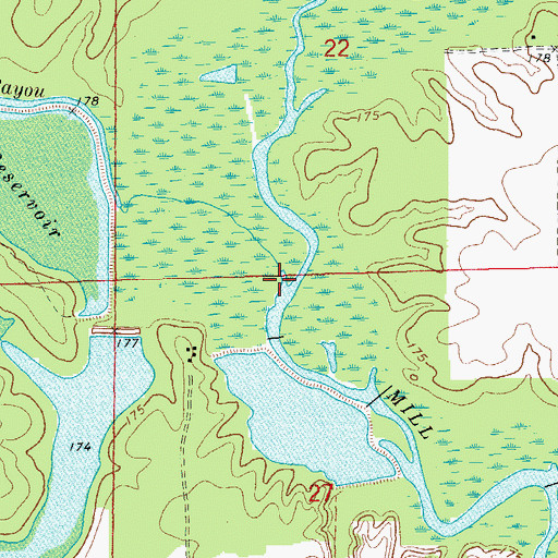 Topographic Map of Hurricane Bayou, AR