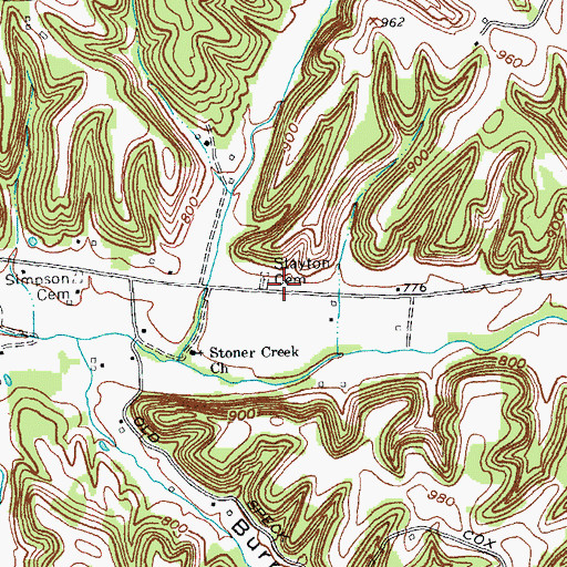 Topographic Map of Stayton Cemetery, KY