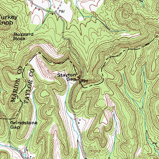 Topographic Map of Stayton Gap, KY