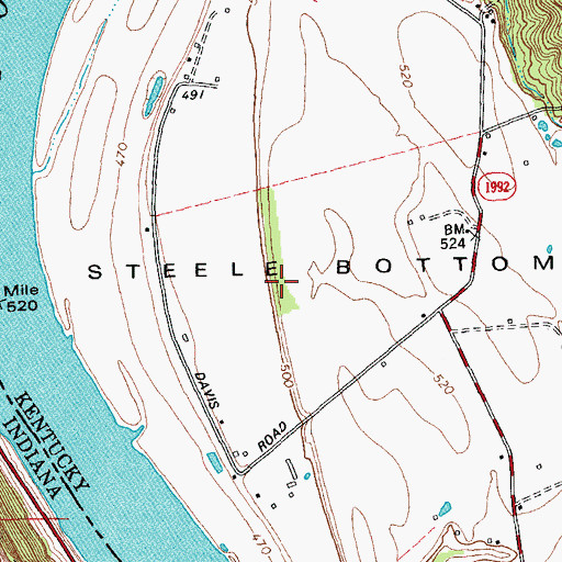 Topographic Map of Steele Bottom, KY