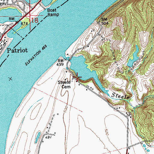 Topographic Map of Steele Cemetery, KY