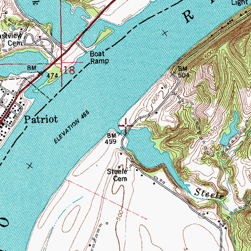 Topographic Map of Steele Creek, KY