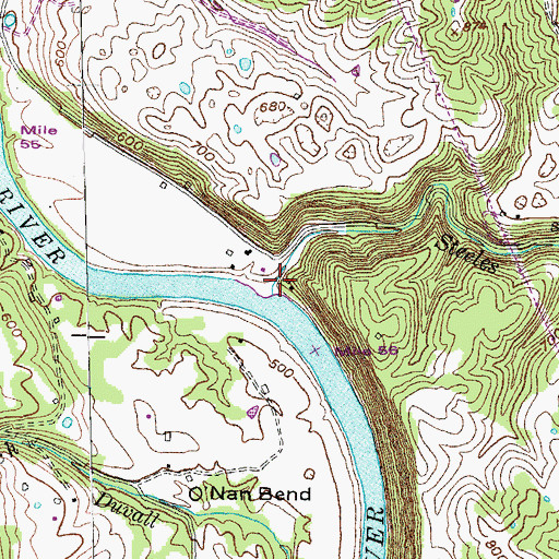 Topographic Map of Steeles Branch, KY