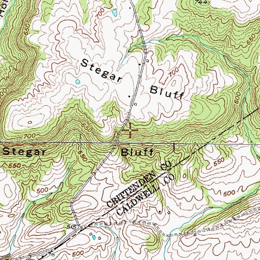 Topographic Map of Stegar Bluff, KY