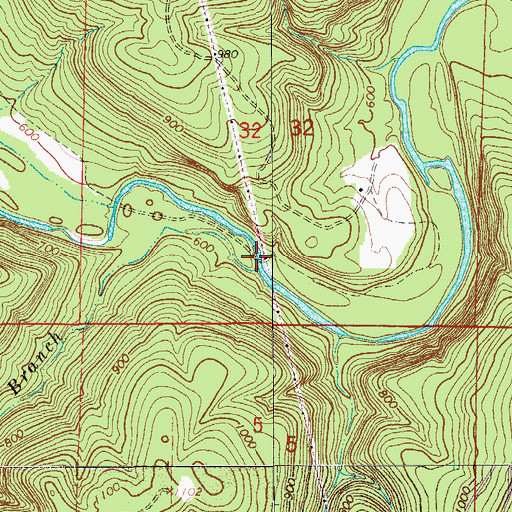 Topographic Map of Hurricane Branch, AR