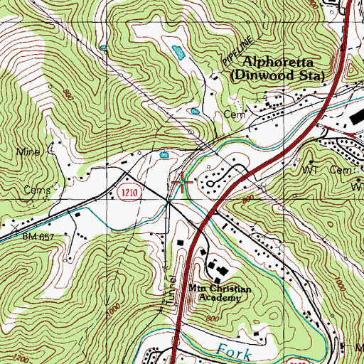 Topographic Map of Stephens Branch, KY