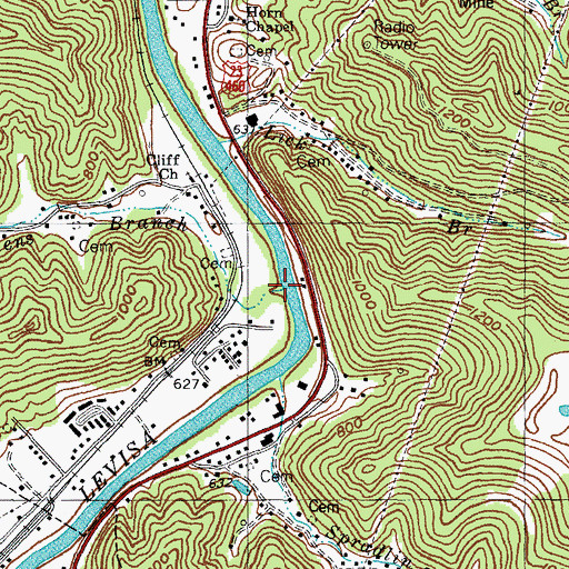 Topographic Map of Stephens Branch, KY