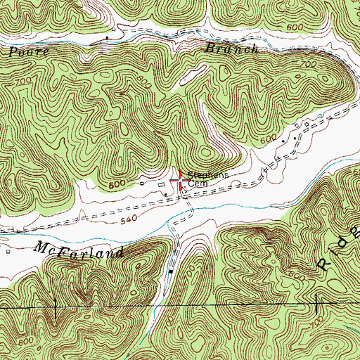Topographic Map of Stephens Cemetery, KY