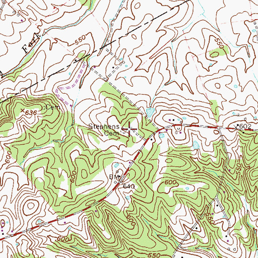 Topographic Map of Stephens Cemetery, KY