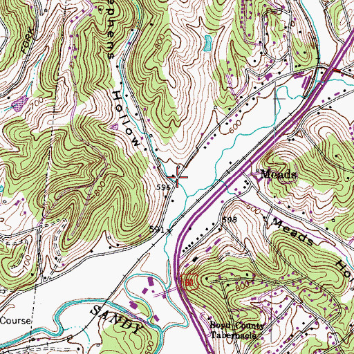 Topographic Map of Stephens Hollow, KY