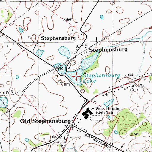 Topographic Map of Stephensburg Lake, KY
