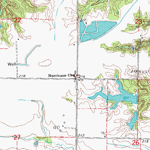 Topographic Map of Hurricane Church, AR