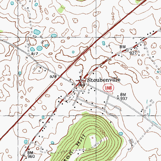 Topographic Map of Steubenville, KY