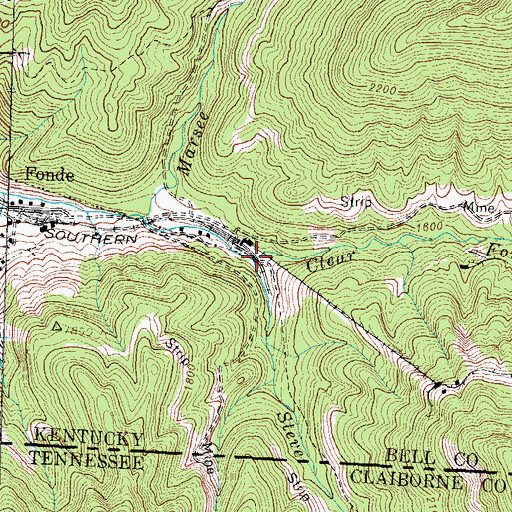 Topographic Map of Steve Creek, KY