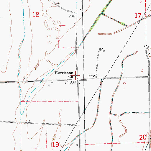 Topographic Map of Hurricane Church, AR