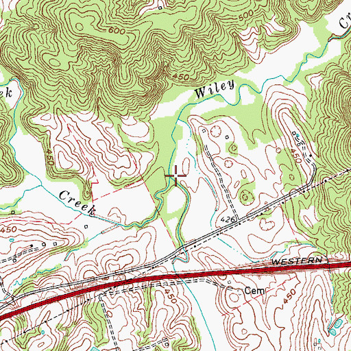 Topographic Map of Stevens Creek, KY
