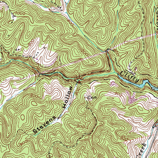 Topographic Map of Stevens Hollow, KY