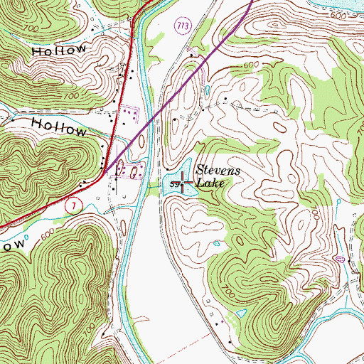 Topographic Map of Stevens Lake, KY