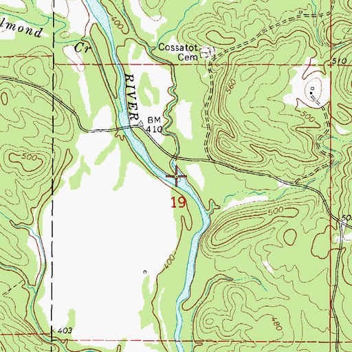 Topographic Map of Hurricane Creek, AR