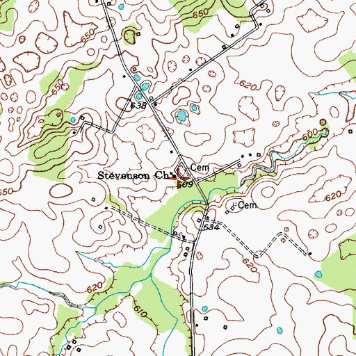 Topographic Map of Stevenson Church, KY