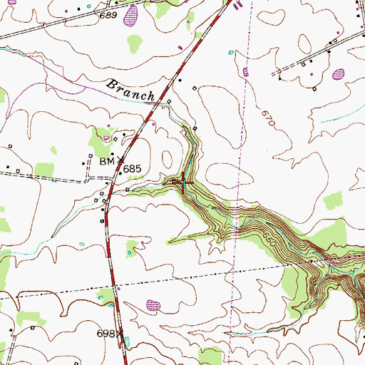 Topographic Map of Steward Branch, KY