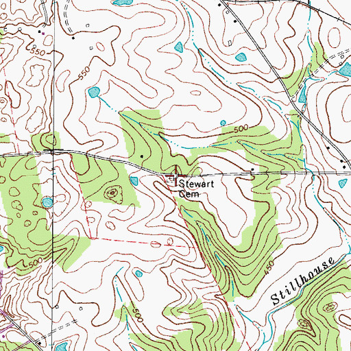 Topographic Map of Stewart Cemetery, KY