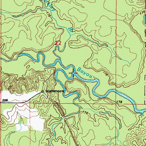 Topographic Map of Hurricane Creek, AR