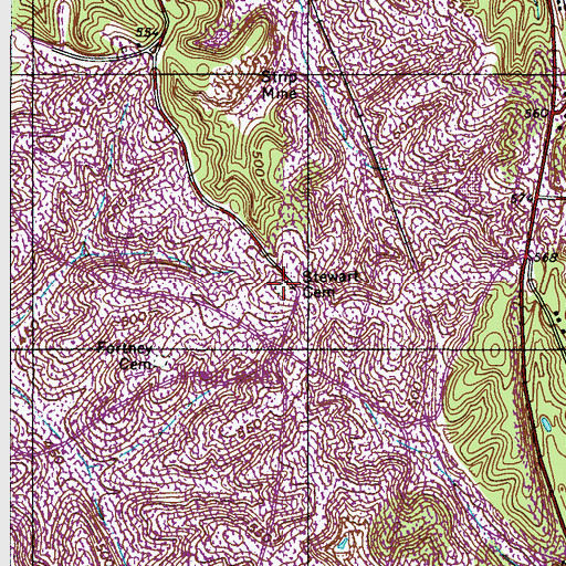 Topographic Map of Stewart Cemetery, KY