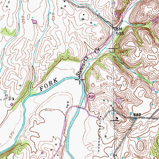 Topographic Map of Stewarts Creek, KY