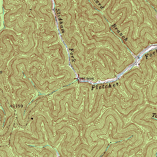 Topographic Map of Stidham Fork, KY