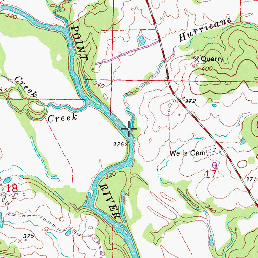 Topographic Map of Hurricane Creek, AR