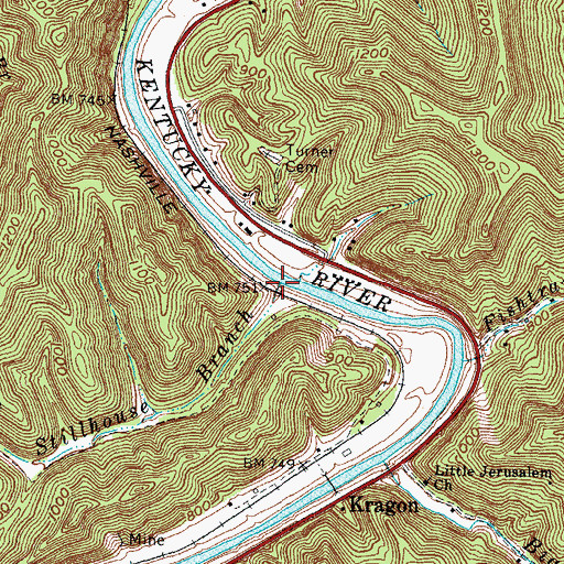 Topographic Map of Stillhouse Branch, KY
