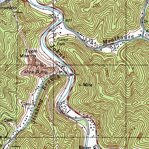Topographic Map of Stinking Branch, KY