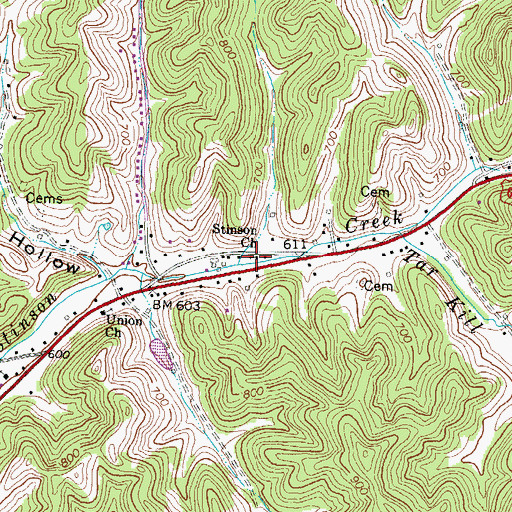 Topographic Map of Stinson Church, KY