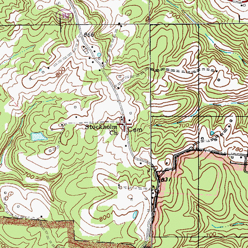 Topographic Map of Stockholm Church, KY