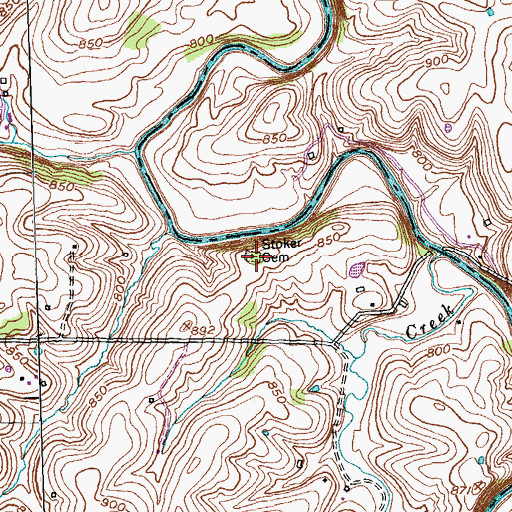 Topographic Map of Stoker Cemetery, KY