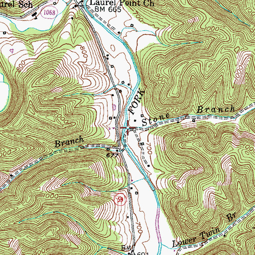 Topographic Map of Stone Branch, KY