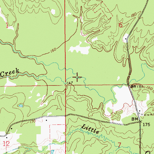 Topographic Map of Hurricane Creek, AR