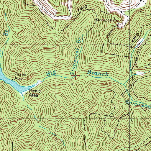 Topographic Map of Stonecoal Branch, KY