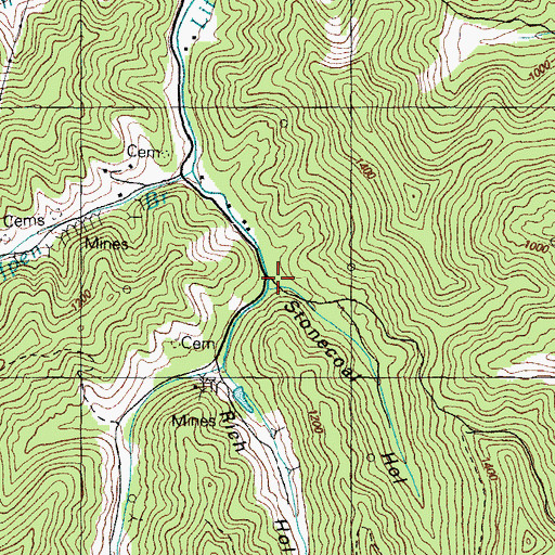 Topographic Map of Stonecoal Hollow, KY