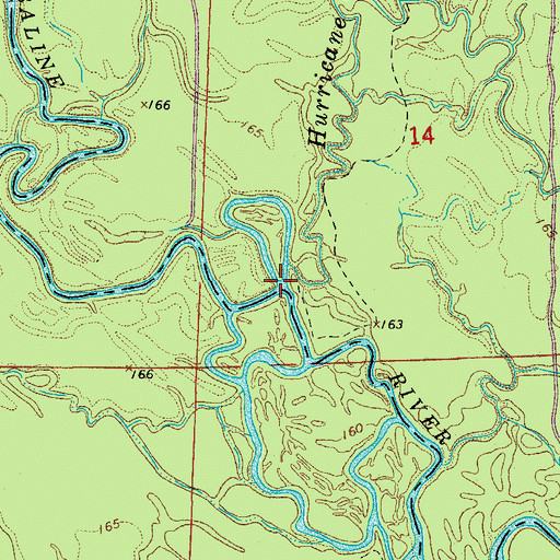 Topographic Map of Hurricane Creek, AR
